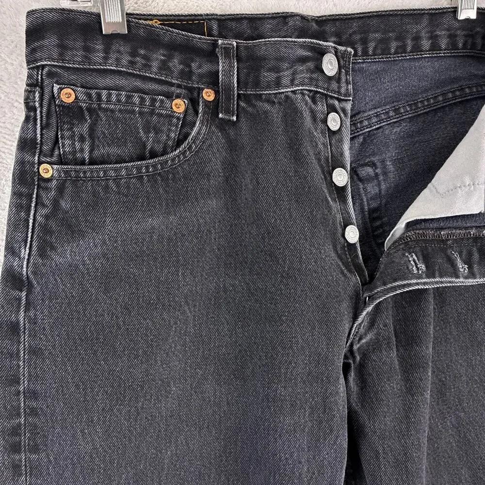 VTG Levis 501 Jeans Mens 34x32 (32x30) Sulphur Black 0660 Button Fly Made in USA